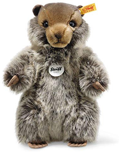 Steiff Kuscheltier Burri Murmeltier, Süßes Stofftier mit Kunststoffaugen, Kinder, Jungen & Mädchen, Plüschtier 26 cm, Hellbraun, 084133