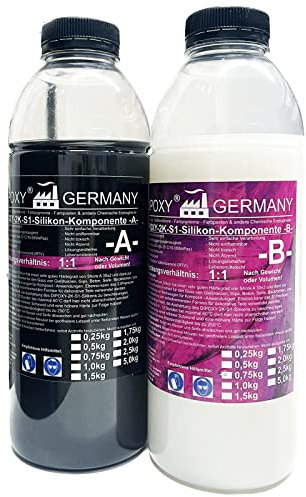 3000g Premium 2 Komponenten Silikon Typ S1 Dubliersilikon weich für Epoxidharz, Beton, Seife, Wachs, usw... (2 x 1500g)