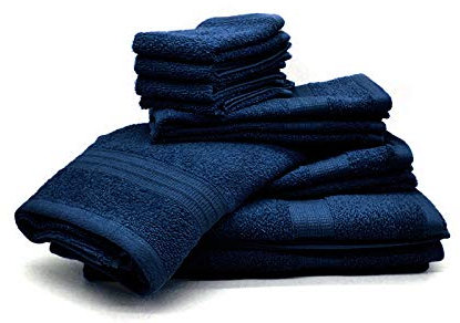 Bassetti Set aus 10 Frottee-Handtüchern, 100 % Baumwolle, Navy.
