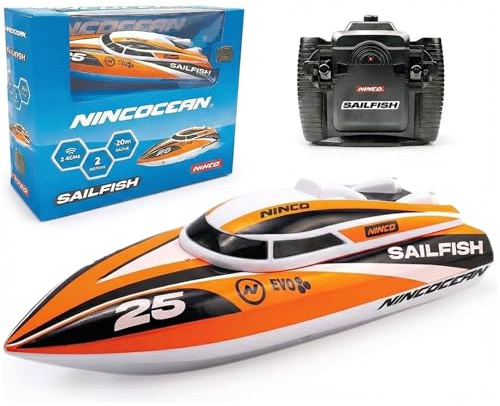 Ninco - NincOcean Sailfish Ferngesteuertes Boot | RC Boot für Pools & Badewanne | Wendiges Schiff mit 2 Motoren | Spielzeug für Kinder ab 6 Jahren (NH99036)