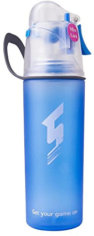 Drinking and Misting Water Bottle - Spray Water Bottle BPA Free, Unique Mist Lock Design, Portable Leak-Proof Spray Cup for Cycling Fitness Camping Hiking Outdoors Sports (Blue, 500ml)