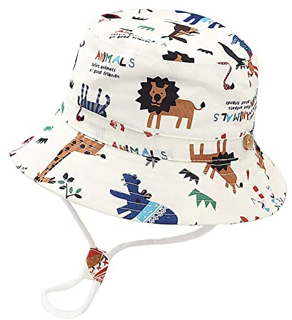 imKutie Baby Sun Hat, UPF 50+ Toddler Kids Cartoon Animal Shark Star Summer Bucket Hats Adjustable Baby Hat with Chin Strap for 6 Months-8 Years