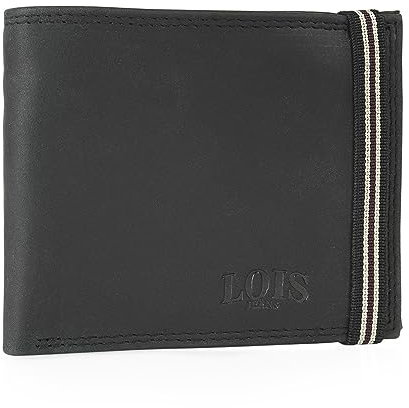 Lois - Carteras para Hombre Piel. Billeteras para Hombre. Cartera Hombre Piel con Monedero y múltiples Compartimentos, billeteras y monederos. Cartera Hombre. RFID, Negro