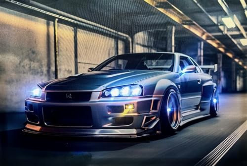 Samarkand - Lights Quadro a LED con illuminazione – Quadro su tela, 65 x 45 cm, con illuminazione/auto sportiva/scar