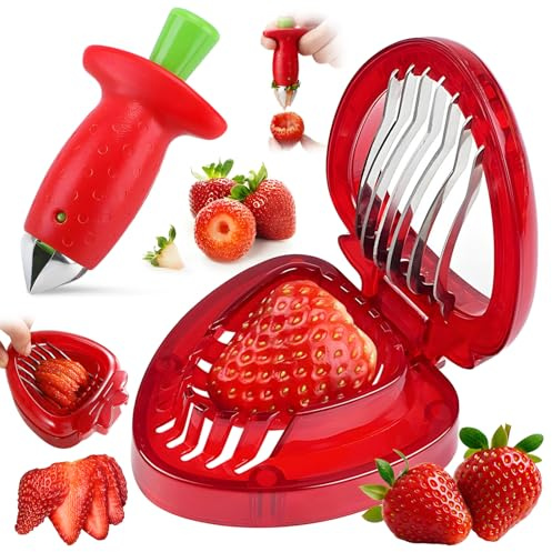 Corer & affettatrice per fragole in acciaio inossidabile; gadget da cucina