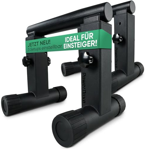 Liegestützgriffe [3-in-1] - Griff einstellbar für Calisthenics, Handstand & Push-Up-Handles | Liegestütze-Griffe handgelenkschonend & ideales Equipment für Homestudio, Gym & unterwegs | POWERNOVA