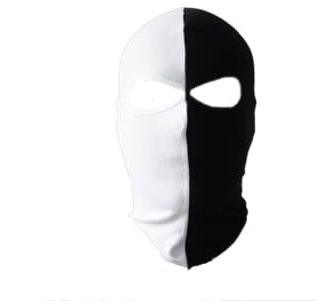 PGWEAR Pasamontañas 50/50 – Pasamontañas bicolor para hombre de algodón y licra – Máscara para estadio y uso diario – Fabricado en Europa, blanco / negro, Talla única