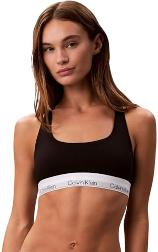 Calvin Klein Donna Bralette Unlined con Fascia con Logo, Nero (Black), S