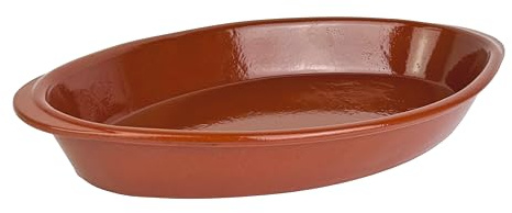1 x medelhavs-ugnsform 41 x 26 x 6,5 cm ca 3 500 ml ugnsform serveringsskål glaserad oval diskmaskinssäker