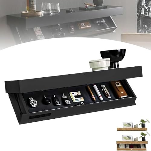YZRDCXM Étagère de Rangement Murale secrète, Coffre-Fort Flottant dissimulé for Armes à feu, boîte de Rangement compacte for Armes, Solution de Rangement Murale, for Salon, Bureau et Chambre(Black)