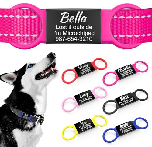 Silenziose Medagliette per Cane Personalizzate - Targhetta Cani con Incisione, Medagliette Elastiche in Silicone per Cani e Gatti, Diversi Collari per Animali di Taglia Grande, Media e Piccola