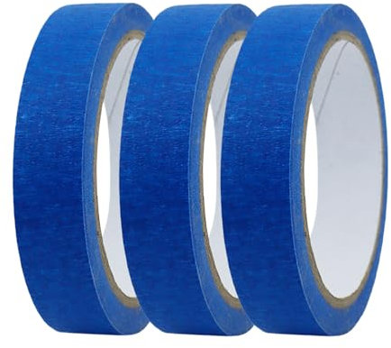 Lot de 3 rouleaux de ruban adhésif bleu amovible - Pour travaux muraux, aquarelles et inscriptions - Protection de résistante à la chaleur - Fournitures de bricolage pour peinture en aérosol