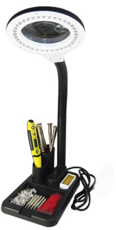 SOPOTUTU Lampe de Bureau LED avec Loupe Intégrée Éclairage à Adaptée à Lélectronique Lecture et Bricolage Design Noir Aux Eu