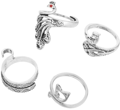 DIYEAH 4 St garnring virkningsringar fingerdekor virkande tillbehör virkat tillbehör Silver