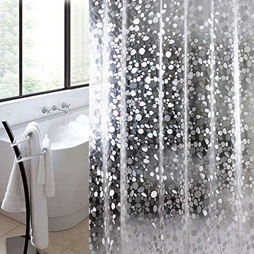 Homehold 3D Cobblestone Pattern EVA Shower Curtain Liner,Waterproof Mildew-Free Shower Curtain for Bathroom, Eco Friendly with Bottom Magnets and Metal Grommets,100 CM Wide By 180 CM Long