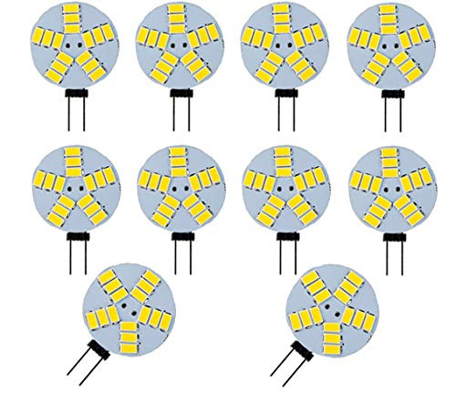G4 LED Bulb G4 Bi-Pin Base 4 Watt LED Light Bulb DC 12V, 4W(Equivalent to 30W Halogen Bulb),for Landscape Ceiling Recessed Puck Lighting,Not-Dimmable,Warm White 3000K,15LED 5730SMD,10 Pack
