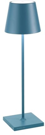 Zafferano, Poldina Pro Lampe, Kabellose, Wiederaufladbare Tischlampe mit Touch Control, Auch für den Außenbereich Geeignet, Dimmer, 2200-3000 K, Höhe 38 cm, Farbe Avio Blau