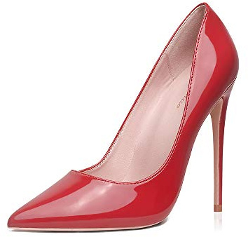 GENSHUO - Scarpe décolleté da Donna, con Tacco Alto a Spillo, Stile Sexy, Slip on, da Festa,Rosso, 40 EU(10 US)