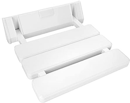 Wall Mounted Folding Shower Seat, White Non-Slip Bath Stool, Space-Saving Design for Disabled and Elderly, Maximum 130kg Capacity