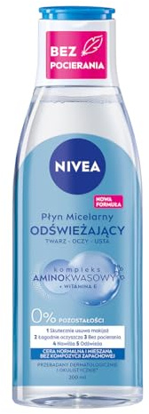 NIVEA Beruhigende Mizellarflüssigkeit mit Aminosäurekomplex und Vitamin E für normale und Mischhaut 200ml