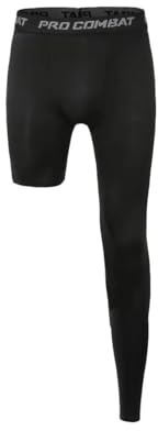 Jonscart One Leg Compression Tights Long Pants Basketball Sports Base Layer Underwear Active Tight (Black-Left-Long,Medium)