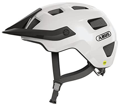 ABUS MTB-Helm MoTrip MIPS - Fahrradhelm für einen sicheren Einstieg in den Mountainbikesport - mit Aufprallschutz - für Damen und Herren - Weiß Glänzend, Größe L