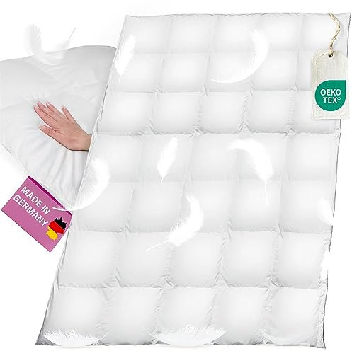 B!HOME Sommerdecke 100% Daunen 155x200cm (380g) Bezug 100% Baumwolle Decke Sommerbett Bettdecke Steppbett Steppdecke