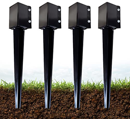 ARIFARO Fence Post Anchor Support Holders - Suitable for 90 mm x 90 mm, Pack of 4, 61 cm Height Total