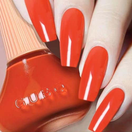 DouborQ Pumpkin Orange Nail Polish Long-lasting Glossy Nail Art Varnish (41)