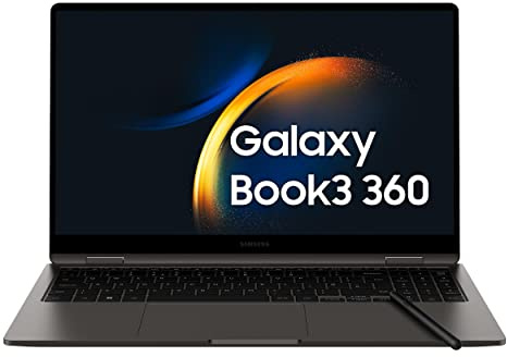 Samsung Galaxy Book3 360 Laptop, 15.6 Super AMOLED, S Pen, Intel EVO, Intel Core i7-1360P 13th gen, 16GB RAM, 512GB SSD, Windows 11 Home, Graphite