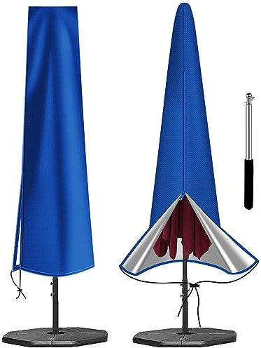 OKPOW Parasol Cover Waterproof - 600D Heavy Duty Garden Parasol Cover Fit for 2.5m 2.7m 3m Large Outdoor Umbrella - Anti-UV Windproof Patio Umbrella Protection Cover With Zip