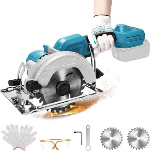 Mini Sierra Circular Sin Escobillas para Makita 18 V, Batería de Ion de Litio, 2 Hojas, 9000 rpm, Ideal para Cortar Madera (Sin Batería)