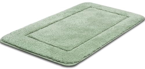 Mixibaby Badteppich rutschfeste,weicher Badezimmerteppich, Wasserabsorbierend Badematte, Maschinenwaschbar, Badvorleger für Dusche, Badewanne und Toilette, Größe:50 cm x 80 cm, Farbe :Mint-Grün