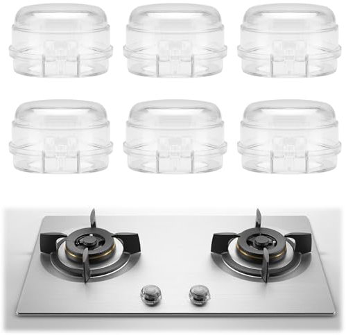 HENGBIRD Kindersicherung Herd DrehknöPfe 6 StüCk Herdschutzgitter Herdschutz Kinder Transparent Herd Kindersicherung Abnehmbar Herd Schutz für Kinder HöHe 4cm, Maximaler Durchmesser 6cm