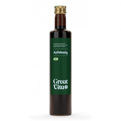 GreatVita Vinaigre de cidre de cidre bio | Teinte naturelle et non filtrée avec écrou à vinaigre Qualité 100% bio issue de l'agriculture biologique contrôlée | Sans additifs artificiels, qualité