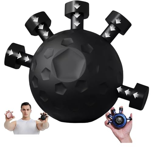 Glitzgrip Arm Builder 2025 New Hand Forearm Ball Strengthener and Finger Grip Exerciser Balls Wrist Strengthening Guitar Finger Gripper Strength Trainer Hand Squeezer Stretcher Extender Workout (Black-1PC)