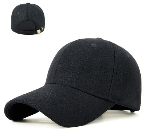 YAMEE Men's Winter Baseball Cap, Soft and Warm Hat, Breathable Adjustable Baseball Cap for Large Head Size, Classic and Comfortable for Men and Seniors, Black, L