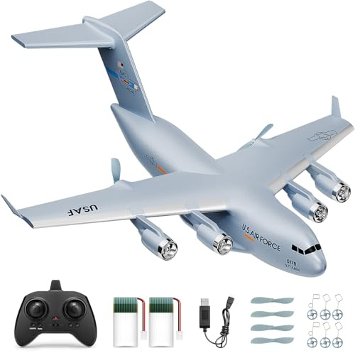 AIGIMU RC Airplane, RC Plane Ready to Fly, 2CH C-17 Remote Control Airplane with 6-axis Gyro Stabilizer Globemaster III Military Transport Aircraft for Beginners Boys Kids Adults