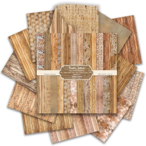 Papel para álbumes de recortes, 24 hojas, patrón de doble cara, 12 x 12 pulgadas, papel decorativo, juego de álbumes de recortes, para álbumes de fotos y diarios (textura de madera, 30,5 x 30,5 cm)