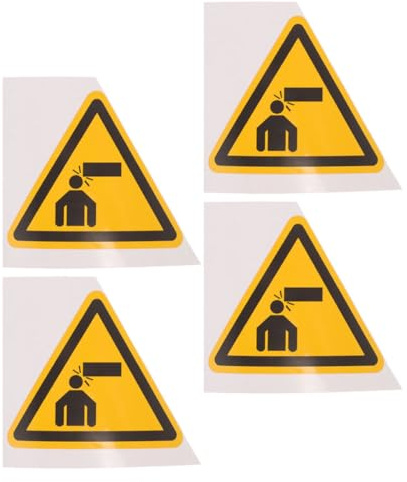SOESFOUFU Cartelli di Sicurezza Adesivi 4 Pezzi Segnale Avvertimento PVC per Collisione Testa in Ambienti Industriali e Officina Formato 8X8 CM