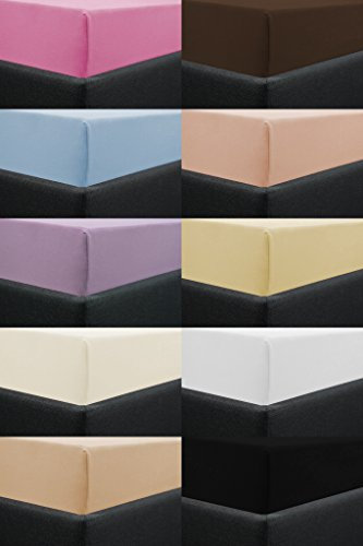 Jersey SPANNBETTLAKEN BETTWÄSCHE BETTLAKEN 11 Farben - 5 Größen - 80-100-140-160-180 cm Weiss schwarz grün beige (80x200, Braun)