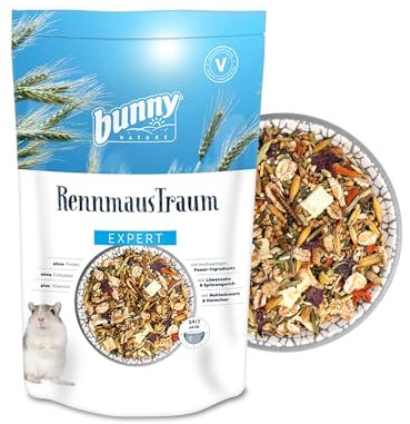 bunnyNature RennmausTraum Expert - Alleinfuttermittel für Rennmäuse - Nager-Futter Mix mit Vitaminen, Power-Ingredients & Mehlwürmern - 500g
