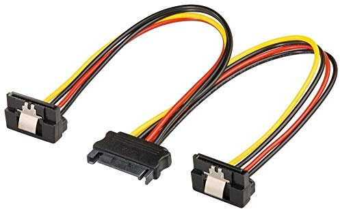 PremiumCord Power Splitter für Festplatten HDD, SATA Stecker auf 2x SATA Buchse 90° abgewinkelt