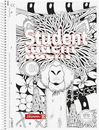 Brunnen Collegeblock Premium Student Lama ZENart | A4, linjerat 27, 80 ark, vit