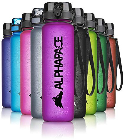 ALPHAPACE Trinkflasche, auslaufsichere 1.000 ml Wasserflasche, BPA-freie Flasche für Sport, Fahrrad & Outdooraktivitäten, Sportflasche mit Fruchteinsatz, in Purple