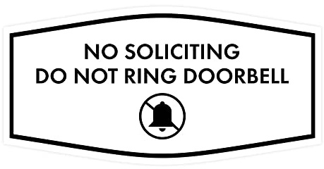 Fancy No Soliciting Do Not Ring Doorbell Sign (White) - Small 1 Pack