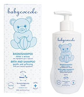 Babycoccole Badeshampoo für Babys und Kinder, mit Extrakten aus Lotusblüte und natürlichen Inhaltsstoffen, für empfindliche Haut, 250 ml