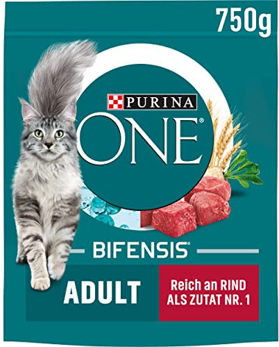 PURINA ONE BIFENSIS Adult Katzenfutter trocken, reich an Rind, 6er Pack (6 x 750g)