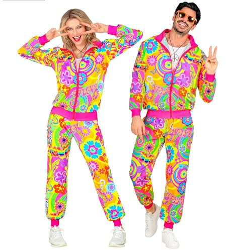 W WIDMANN MILANO Party Fashion - Kostüm Trainingsanzug, Hippie, Flower Power, 80er Jahre Outfit, Jogginganzug für Karneval & Party