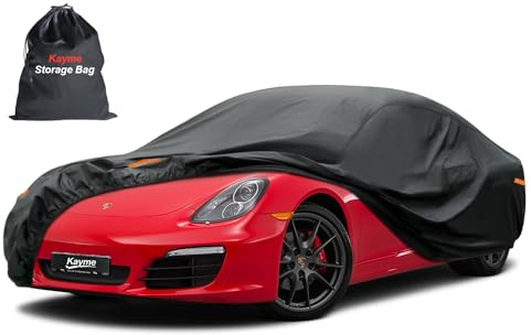 Kayme 7 Layers Car Cover Waterproof All Weather for Coupe, Outdoor Full Cover Universal Fit for Porsche 718 Cayman Boxster, Nissan 350Z 370Z, Jaguar F Type, Subaru BRZ, Toyota 86, Etc (Up to 177 inch)